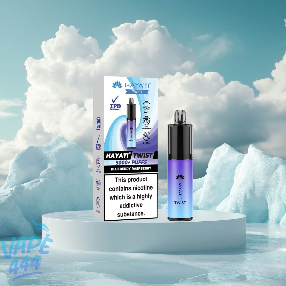 Hayati Twist 5000 Vape jetable 2 % de nicotine Vape444 Hayati Twist 5000 Vape jetable 2 % de nicotine Vape444