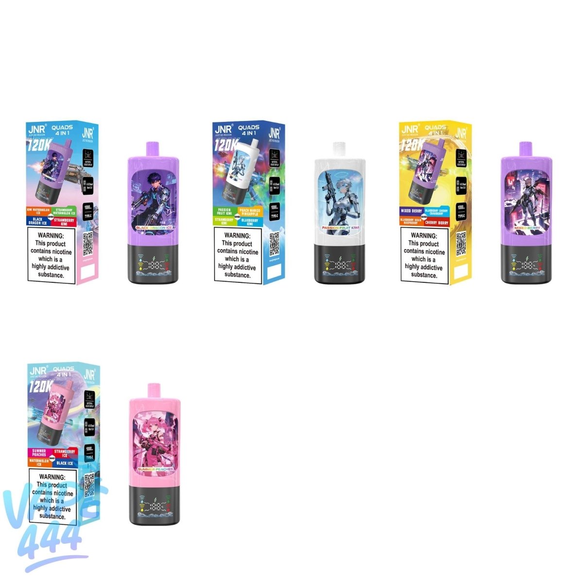 JNR Quads 4in1 120K – Puff Jetable 2% Nicotine – 4 saveurs Vape444