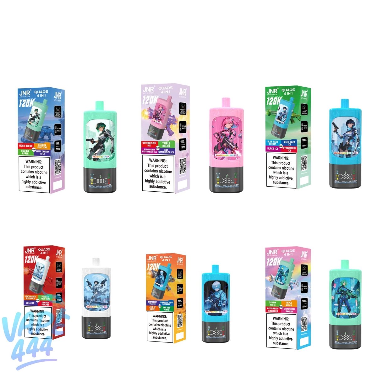 JNR Quads 4in1 120K – Puff Jetable 2% Nicotine – 4 saveurs Vape444