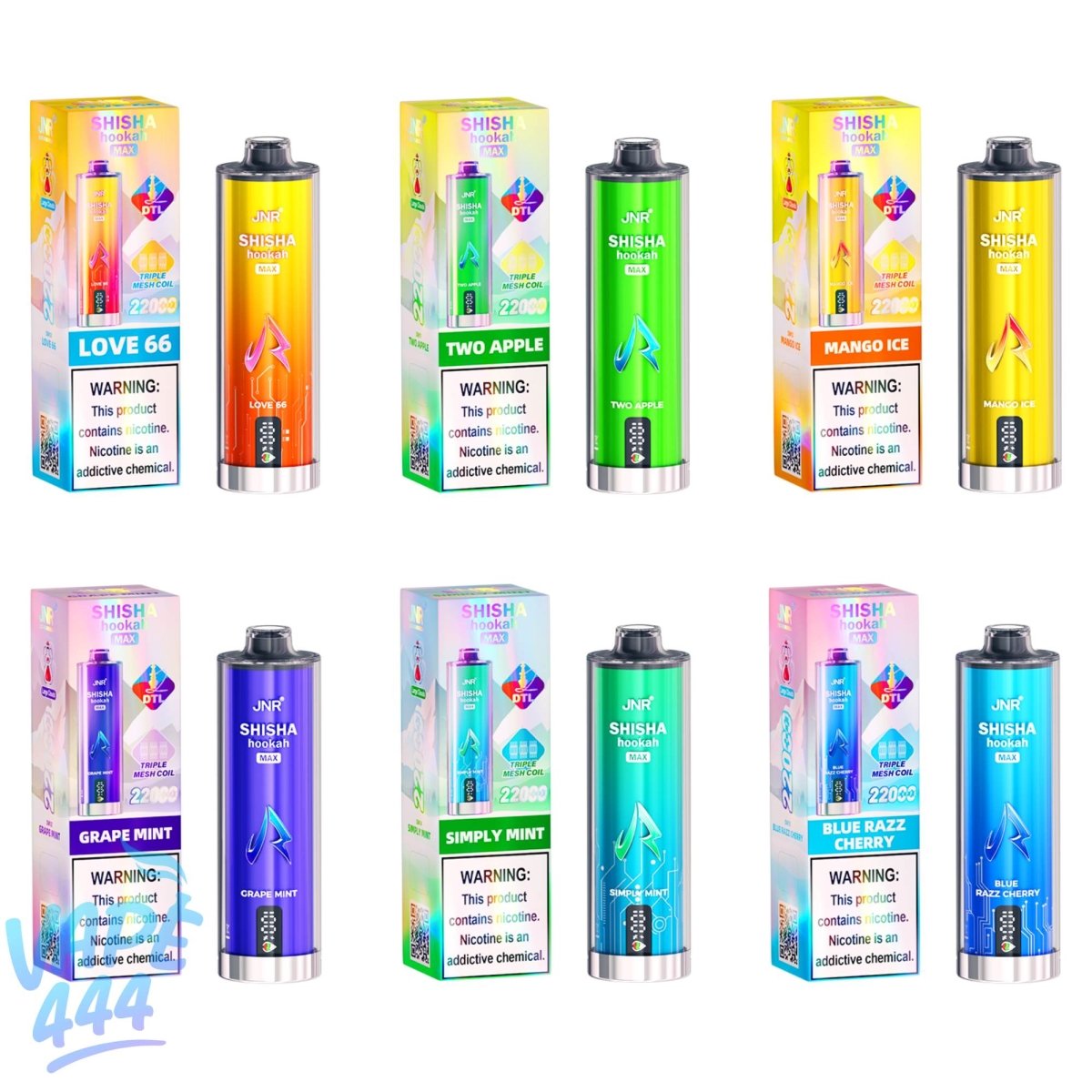 JNR - Shisha Hookah Max 22K - Wegwerp Vape - 2% Nicotine