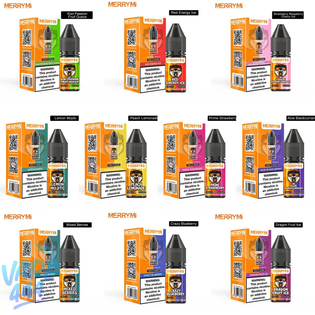 MerryMi E-Liquid 30ml - 5% Nicotine - Nicotine Salt E-Liquid Merry-MI